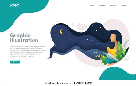 web page design templates with natural beuty women illustration 