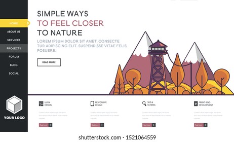 Web page design templates with nature landscape geometric style illustration. Modern vector illustration concepts for website and mobile website development.