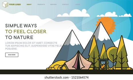 Web page design templates with nature landscape geometric style illustration. Modern vector illustration concepts for website and mobile website development.