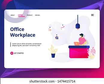 Web page design templates for Office Workplace. Concepts for website and mobile app development. can be used for landing pages, ui, banners, backgrounds. Illustration Modern style vector 