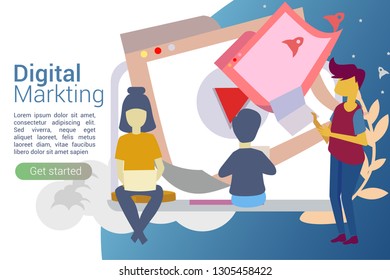 web page design templates for online shopping, digital marketing, teamwork, business strategy and analytics. Modern vector illustration concepts for website and mobile website development.