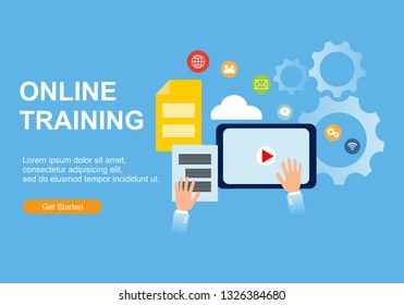 Web page design templates for Online training, education. Modern vector illustration concepts for website and mobile website development. Vector