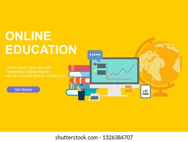 Web page design templates for Online training, education, analystic and graphic. Modern vector illustration concepts for website and mobile website development. Vector