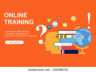 Web page design templates for Online training, education. Modern vector illustration concepts for website and mobile website development. Vector