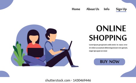 Web page design templates for online shopping and digital marketing. Modern vector illustration concepts for website and mobile website development
