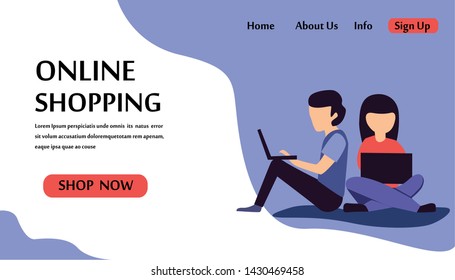 Web page design templates for online shopping and digital marketing. Modern vector illustration concepts for website and mobile website development