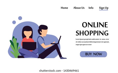 Web page design templates for online shopping and digital marketing. Modern vector illustration concepts for website and mobile website development