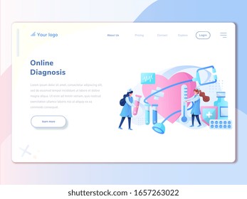 web page design templates for online medical support, health care, laboratories, medical services.
two nurses. Modern vector illustration concept for website and mobile website development.