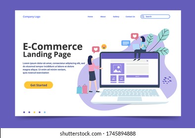 Plantillas de diseño de páginas web para compras en línea, marketing digital, trabajo en equipo, estrategia comercial y análisis. Conceptos modernos de ilustración vectorial para el desarrollo de sitios web y sitios web móviles