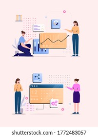 plantillas de diseño de páginas web para compras en línea, marketing digital, trabajo en equipo, estrategia comercial y análisis. Conceptos modernos de ilustración vectorial para el desarrollo de sitios web y sitios web móviles.