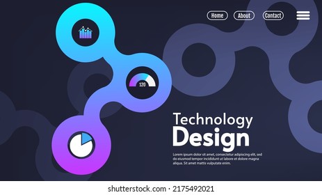 Web page design templates for online shopping, digital marketing, teamwork, business strategy and analytics. Website techno design.