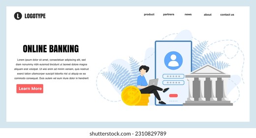 Web page design templates for online banking concept illustration, perfect for web page design, banner, mobile app, landing page, Flat Vector illustration