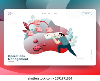 Web page design templates for Operations Management. Modern vector illustration concepts for website and mobile website development.
