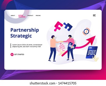 Web page design templates for Partnership Strategic. Concepts for website and mobile app development. can be used for landing pages, ui, banners, backgrounds. Illustration Modern style vector 