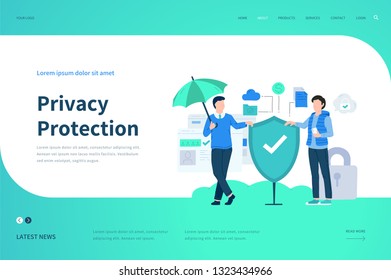 Web page design templates for Privacy Protection. Modern vector illustration concept for website.
