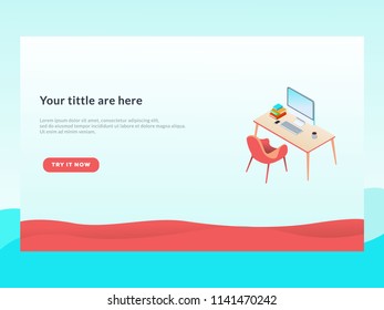 web page design templates for project, Workspace, work, jobs, rooms, Isometric, Modern vector illustration concepts for website and mobile website development.