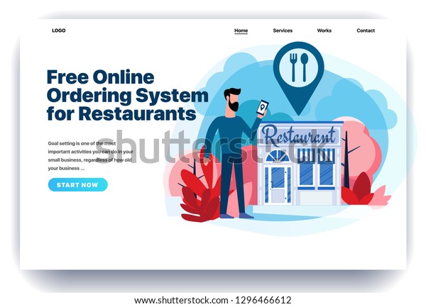 Web Page Design Templates Restaurant Reservation Stock Vector Royalty Free 1296466612