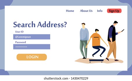 Web page design templates for Search Address. Modern vector illustration concepts for website and mobile website development