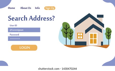 Web page design templates for Search Address. Modern vector illustration concepts for website and mobile website development