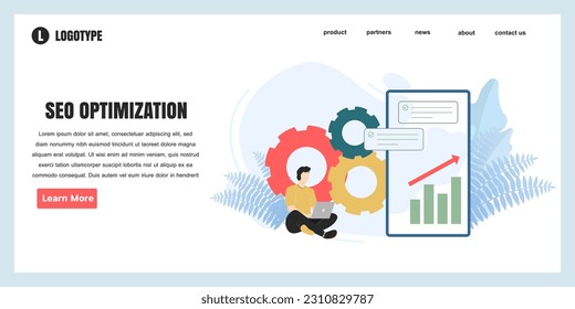 Web page design templates for seo optimization concept illustration, perfect for web page design, banner, mobile app, landing page, Flat Vector illustration