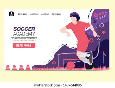 web page design templates for soccer and academy, sport club, sport online store. Vector illustration concepts for website and mobile website development.