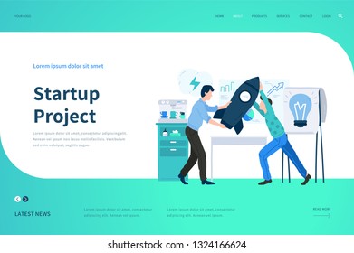 Web page design templates for Startup Project. Modern vector illustration concept for website.