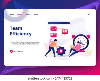 Web page design templates for Team Efficiency. Concepts for website and mobile app development. can be used for landing pages, ui, banners, backgrounds. Illustration Modern style vector 