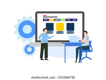Web page design templates for teamwork, business strategy, analytic and presentation. Modern vector illustration concepts for website and mobile website development. Vector