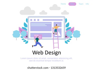 Web page design templates for web design, teamwork, business strategy, analytic and presentation. Modern vector illustration concepts for website and mobile website development. Vector