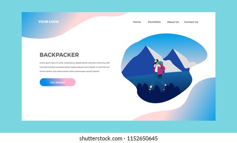web page design templates for travelling agency, nature, outdoor activity, Vector illustration concepts for website and mobile website development.