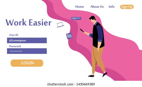 Web page design templates for Work Easier. Modern vector illustration concepts for website and mobile website development