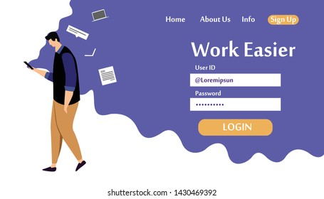 Web page design templates for Work Easier. Modern vector illustration concepts for website and mobile website development