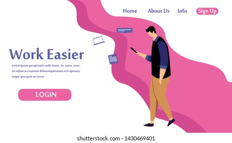 Web page design templates for Work Easier. Modern vector illustration concepts for website and mobile website development