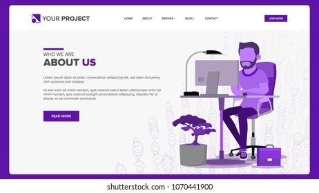 Web Page Design Vector. Business Graphic. Responsive Banner Interface. Cartoon Team. Futuristic Strategy. Illustration