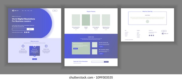 Web Page Design Vector. Website Business Graphic. Responsive Interface. Landing Template. Futuristic Strategy. Future Gadget. Global Investment. Illustration