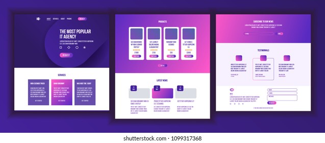 Web Page Design Vector. Website Business Concept. Web Design And Development. Landing Template. Global Monitoring. Modern Marketing. Business Interface. Illustration