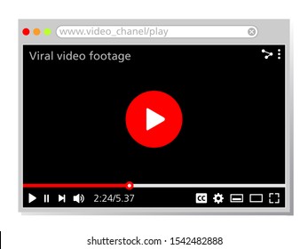 Web page design for viral videos. Web site template with video player. Graphic source for web pages interface complete with buttons, icons, and settings.