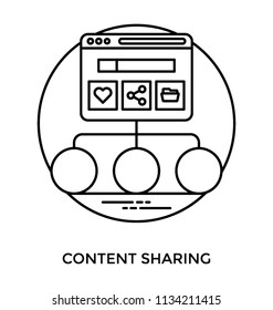 
A web page with different data sharing symbols  making further connections representing content sharing  
