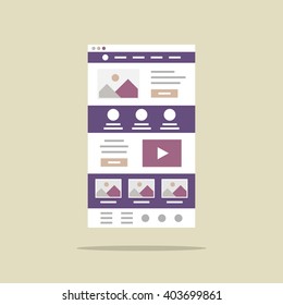 Web page with different elements of content vector illustration. Web design creative concept.

