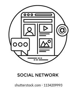 A web page with different social apps open for interaction with people representing social network 