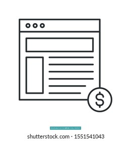 Web page with dollar sign icon vector illustration logo template for many purpose. Isolated on white background.