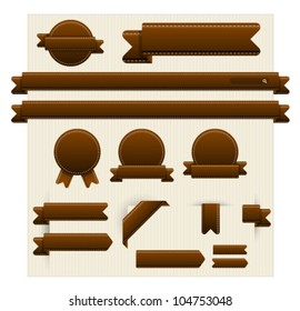 Web page elements in brown leather style