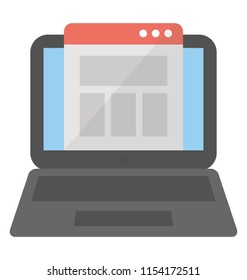 
A web page emerging from a laptop screen denoting web template 
