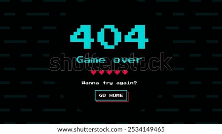 Web Page Error 404 User Interface Template Game Over
