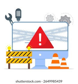 Conceito de erro de página da Web. Corrigir erros em páginas da Web quebradas no computador.