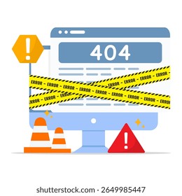 Conceito de erro de página da Web. Corrigir erros em páginas da Web quebradas no computador.