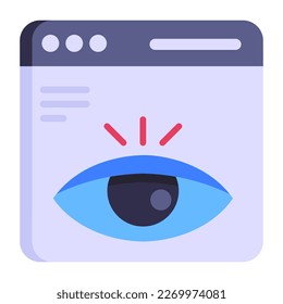 página web y ojo, concepto de vista de sitio web icono plano 