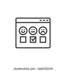 Web Page feedback line icon. linear style sign for mobile concept and web design. Website support Ranking outline vector icon. Symbol, logo illustration. Vector graphics