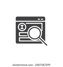 Web page in the first place position vector icon. filled flat sign for mobile concept and web design. SERP Position glyph icon. Symbol, logo illustration. Vector graphics