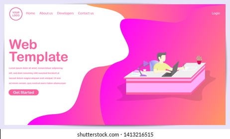 Web page flat design templates for business, finance & marketing. Modern vector illustration concepts for website development.